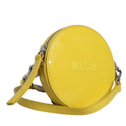 MSGM Yellow Leather Logo Crossbody Sling Shoulder Round Bag