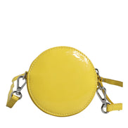 MSGM Yellow Leather Logo Crossbody Sling Shoulder Round Bag