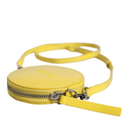 MSGM Yellow Leather Logo Crossbody Sling Shoulder Round Bag