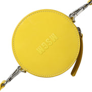 MSGM Yellow Leather Logo Crossbody Sling Shoulder Round Bag
