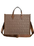 Versace Brown Top Handle Jacquard Leather Logo Crossbody Tote Bag