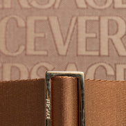 Versace Brown Top Handle Jacquard Leather Logo Crossbody Tote Bag