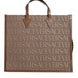 Versace Brown Top Handle Jacquard Leather Logo Crossbody Tote Bag