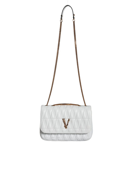 Λευκή Μικρή Τσάντα Χιαστί Ώμου Versace από Δέρμα Νάπα