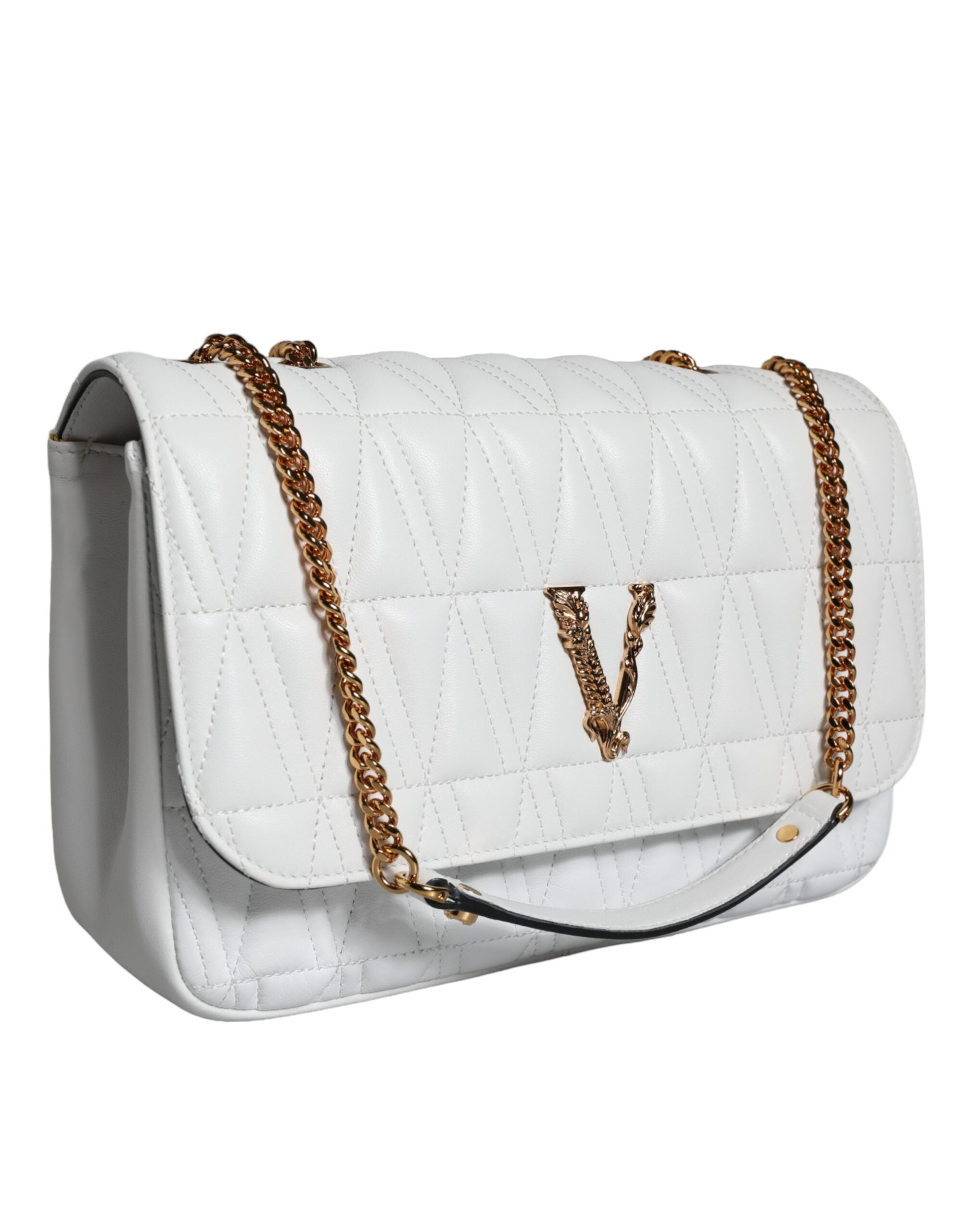 Λευκή Μικρή Τσάντα Χιαστί Ώμου Versace από Δέρμα Νάπα