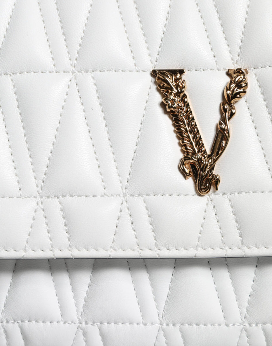 Λευκή Μικρή Τσάντα Χιαστί Ώμου Versace από Δέρμα Νάπα
