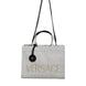 Τσάντα Versace White Top Handle από Καμβά και Δέρμα με Λογότυπο, Χιαστί και Χειρός