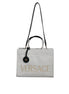 Τσάντα Versace White Top Handle από Καμβά και Δέρμα με Λογότυπο, Χιαστί και Χειρός