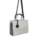 Τσάντα Versace White Top Handle από Καμβά και Δέρμα με Λογότυπο, Χιαστί και Χειρός