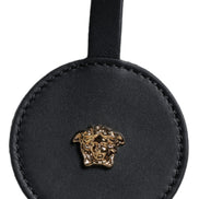 Versace White Top Handle Canvas Leather Logo Crossbody Tote Bag