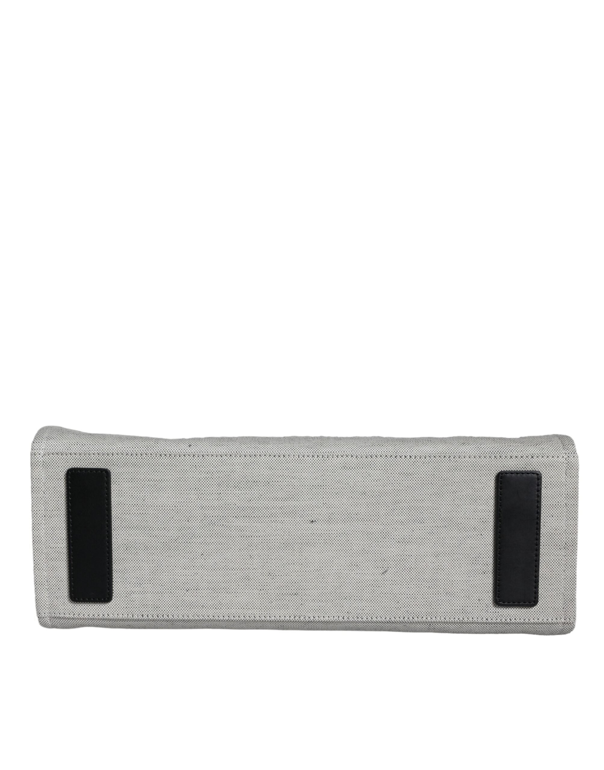 Τσάντα Versace White Top Handle από Καμβά και Δέρμα με Λογότυπο, Χιαστί και Χειρός