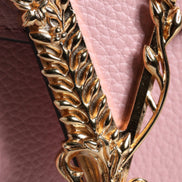 Versace Pink Grainy Calf Leather Logo Crossbody Shoulder Bag