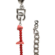Dolce & Gabbana Silver Tone Brass Beaded Resin DG Logo Chain Bracelet