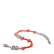 Dolce & Gabbana Silver Tone Brass Beaded Resin DG Logo Chain Bracelet
