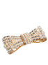 Dolce & Gabbana Gold Tone Brass Bow Crystal FauxPearl Embellished Brooch
