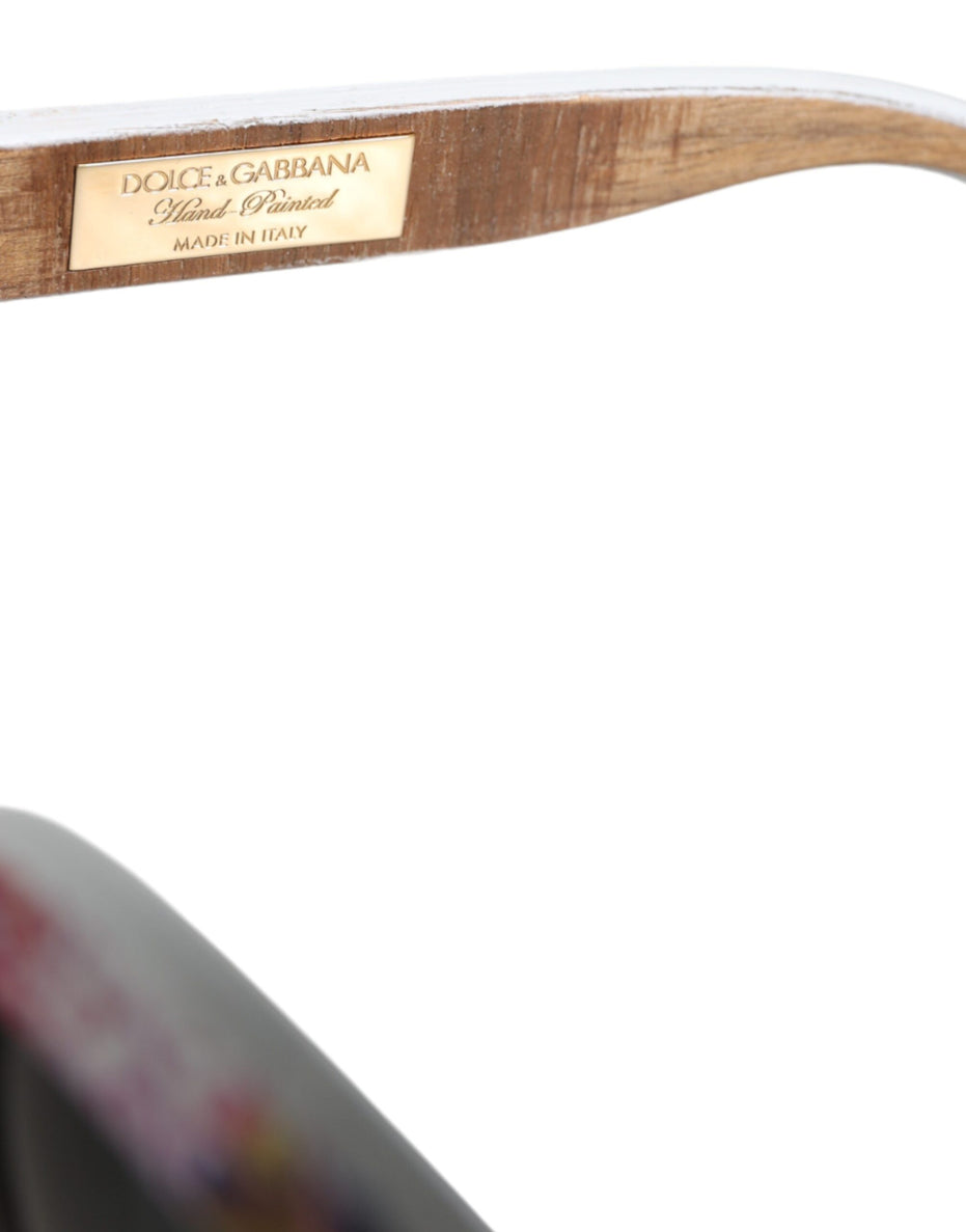 Γυαλιά Ηλίου Dolce & Gabbana Πολύχρωμα Ξύλινα με Κρύσταλλα Ορειχάλκινο Πλαίσιο και Ζωγραφική Λουλουδιών στο Χέρι