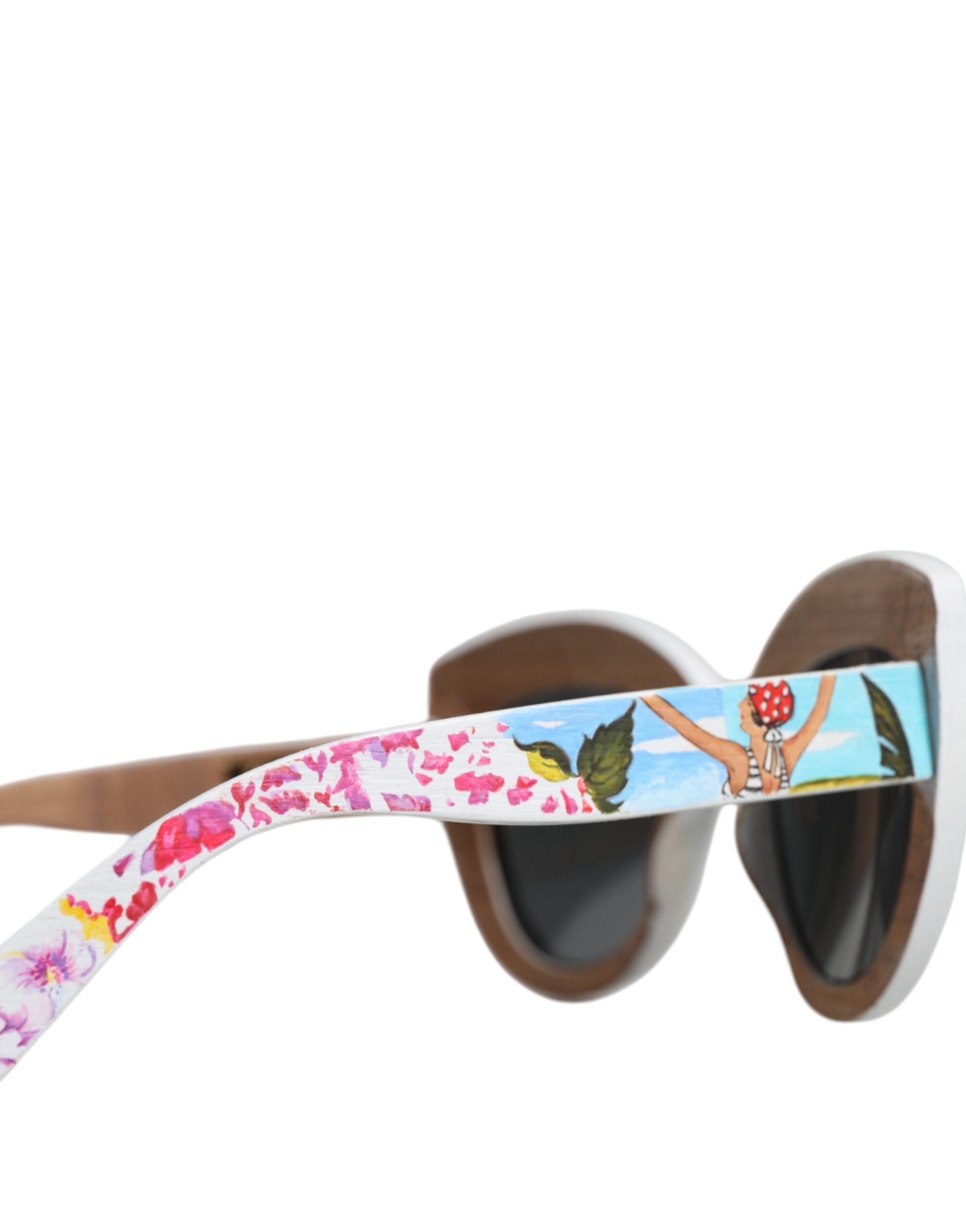 Γυαλιά Ηλίου Dolce & Gabbana Πολύχρωμα Ξύλινα με Κρύσταλλα Ορειχάλκινο Πλαίσιο και Ζωγραφική Λουλουδιών στο Χέρι
