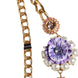 Dolce & Gabbana Gold Tone Floral Crystals Embellished Layered Necklace