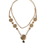 Dolce & Gabbana Gold Tone Floral Crystals Embellished Layered Necklace