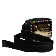 Dolce & Gabbana Black Leather LED Logo Belt Waist Fanny Pack Bag