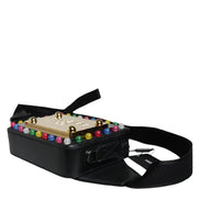 Dolce & Gabbana Black Leather LED Logo Belt Waist Fanny Pack Bag