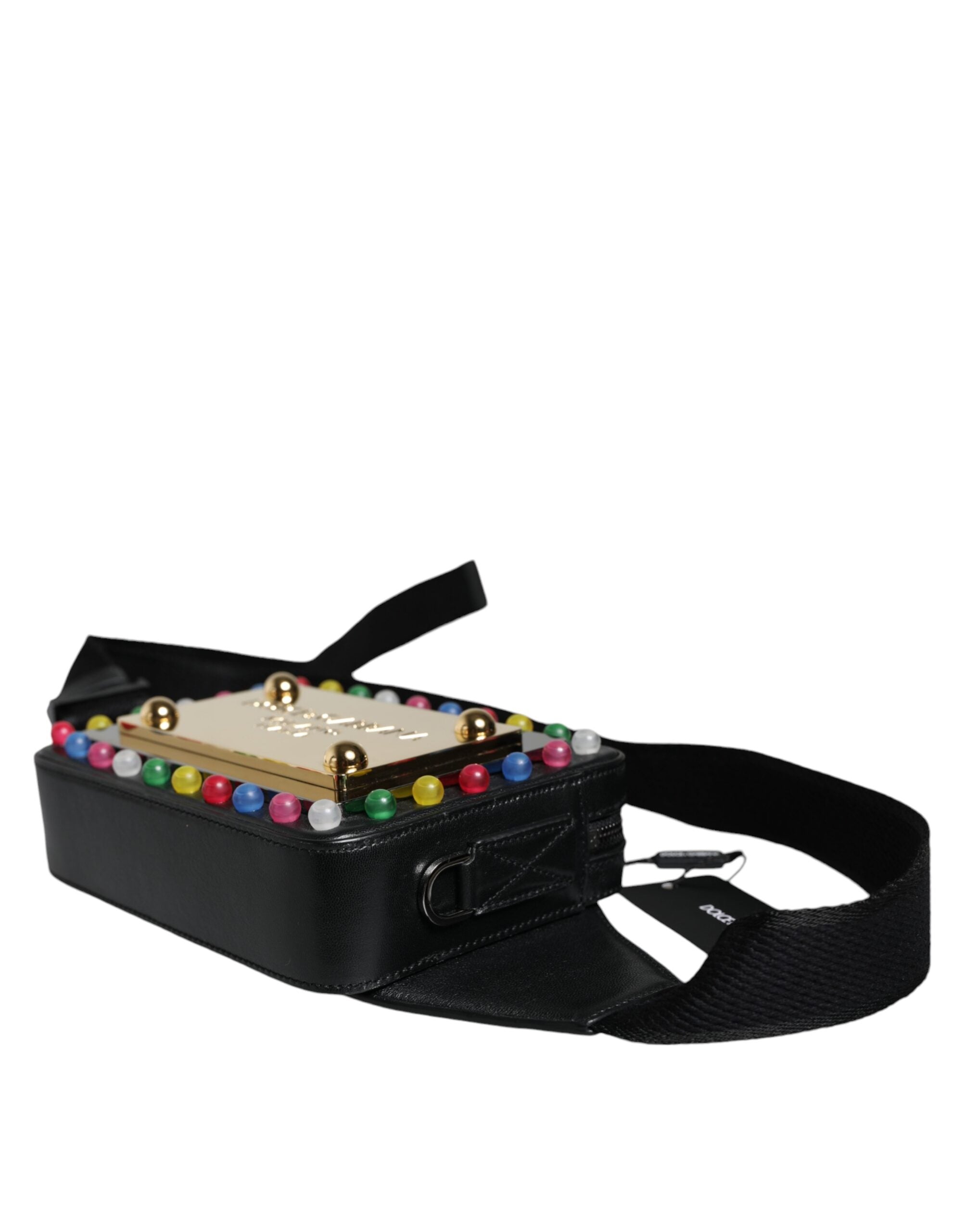 Τσαντάκι Μέσης Dolce & Gabbana από Μαύρο Δέρμα με Λογότυπο LED