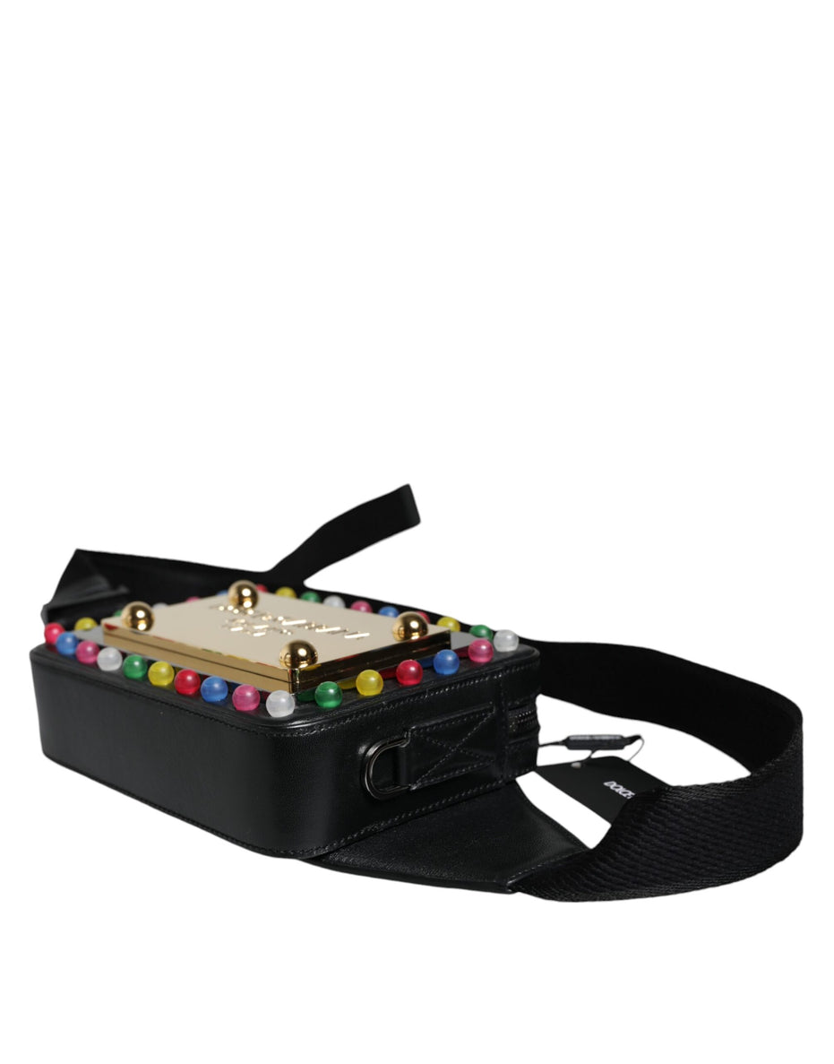 Τσαντάκι Μέσης Dolce & Gabbana από Μαύρο Δέρμα με Λογότυπο LED