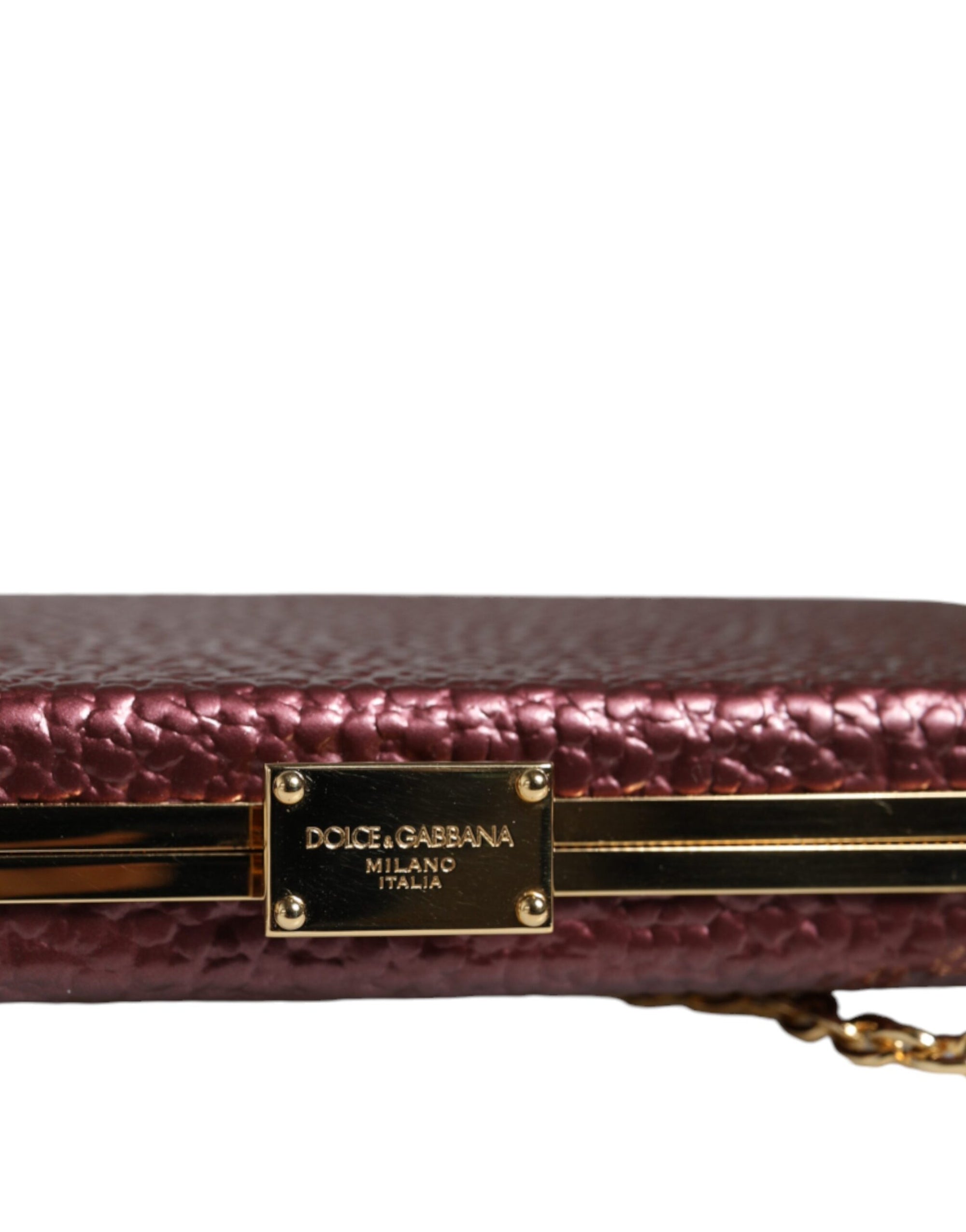 Βραδινό τσαντάκι Dolce & Gabbana μαρόν δερμάτινο με λουρί χιαστί