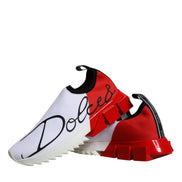 Dolce & Gabbana White Red Low Top Sorrento Men Sneakers Shoes