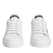 Dolce & Gabbana White Pink Portofino Low Top Sneakers Shoes