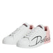 Dolce & Gabbana White Pink Portofino Low Top Sneakers Shoes