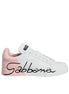 Dolce & Gabbana White Pink Portofino Low Top Sneakers Shoes