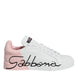 Dolce & Gabbana White Pink Portofino Low Top Sneakers Shoes