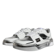 Dolce & Gabbana Λευκά Sneakers Χαμηλού Ύψους από Δέρμα με Ασημί Λεπτομέρειες