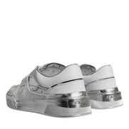 Dolce & Gabbana Λευκά Sneakers Χαμηλού Ύψους από Δέρμα με Ασημί Λεπτομέρειες