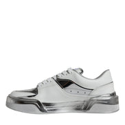 Dolce & Gabbana Λευκά Sneakers Χαμηλού Ύψους από Δέρμα με Ασημί Λεπτομέρειες