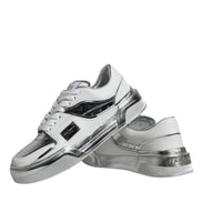 Dolce & Gabbana Λευκά Sneakers Χαμηλού Ύψους από Δέρμα με Ασημί Λεπτομέρειες
