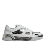 Dolce & Gabbana Λευκά Sneakers Χαμηλού Ύψους από Δέρμα με Ασημί Λεπτομέρειες