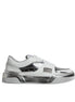 Dolce & Gabbana White Silver Leather Low Top Sneakers Shoes
