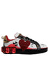 Dolce & Gabbana White Red Crystals Leather Portofino Sneakers Shoes