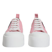 Dolce & Gabbana Pink White Canvas Logo Low Top Sneakers Shoes