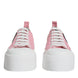Dolce & Gabbana Ροζ Λευκό Καμβάς Λογότυπο Χαμηλά Sneakers Παπούτσια