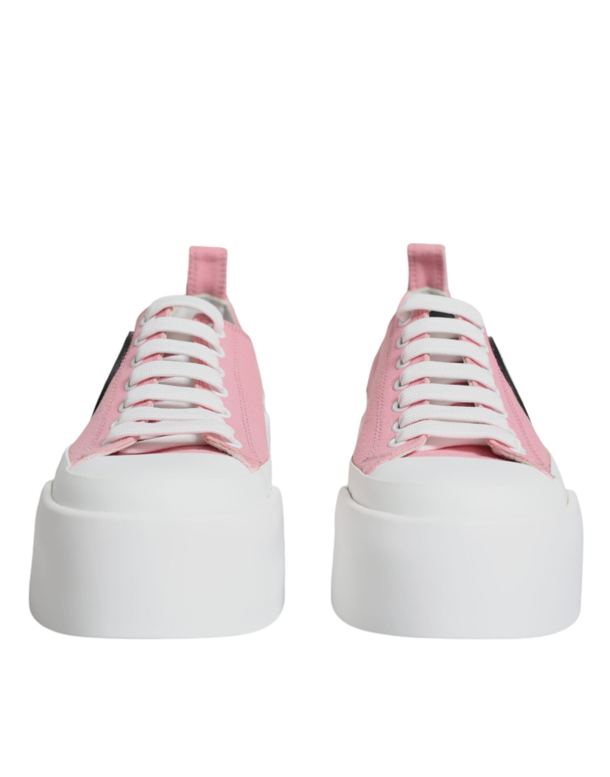 Dolce & Gabbana Ροζ Λευκό Καμβάς Λογότυπο Χαμηλά Sneakers Παπούτσια