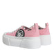 Dolce & Gabbana Ροζ Λευκό Καμβάς Λογότυπο Χαμηλά Sneakers Παπούτσια