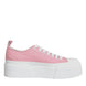 Dolce & Gabbana Ροζ Λευκό Καμβάς Λογότυπο Χαμηλά Sneakers Παπούτσια