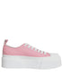 Dolce & Gabbana Ροζ Λευκό Καμβάς Λογότυπο Χαμηλά Sneakers Παπούτσια