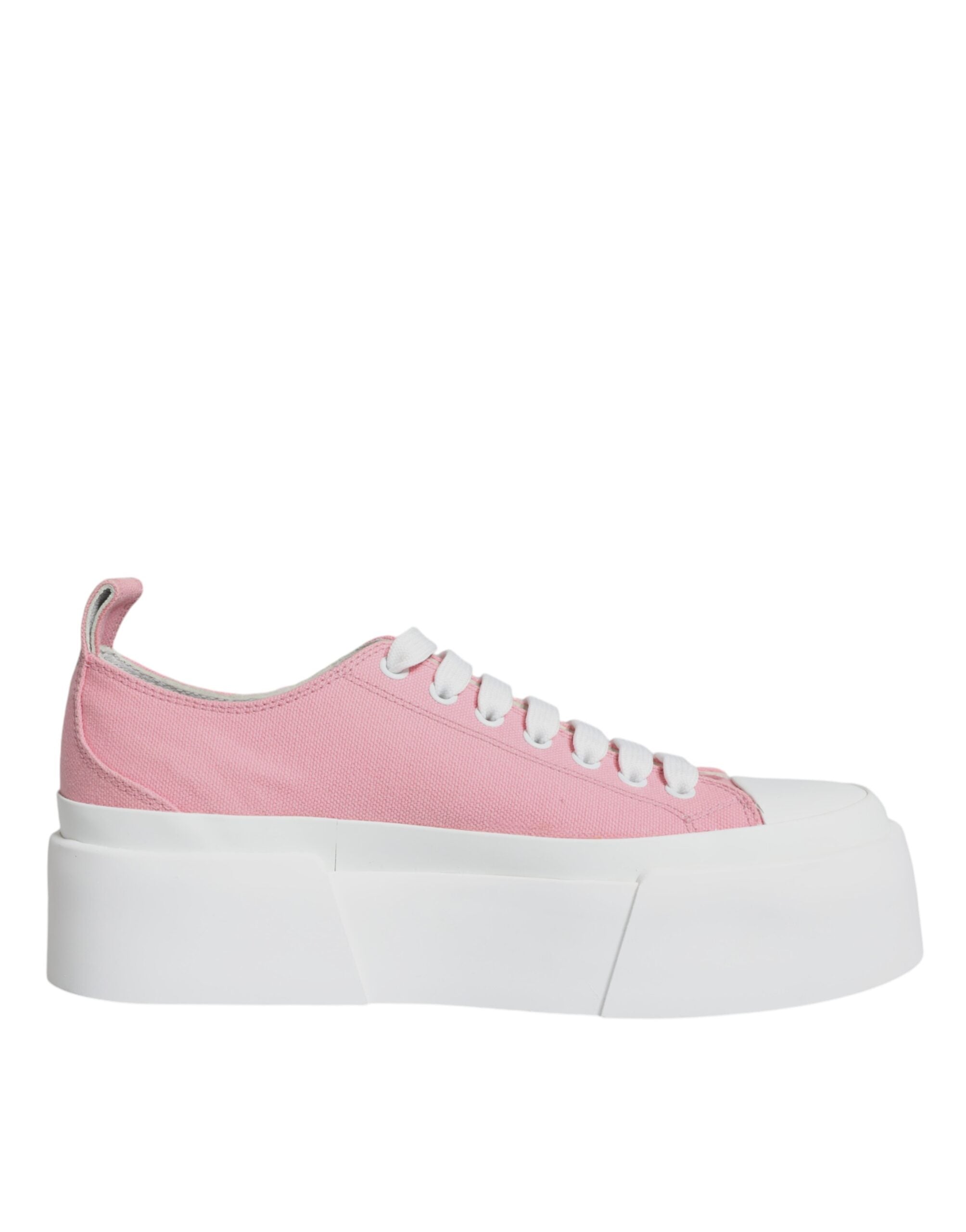 Dolce & Gabbana Ροζ Λευκό Καμβάς Λογότυπο Χαμηλά Sneakers Παπούτσια