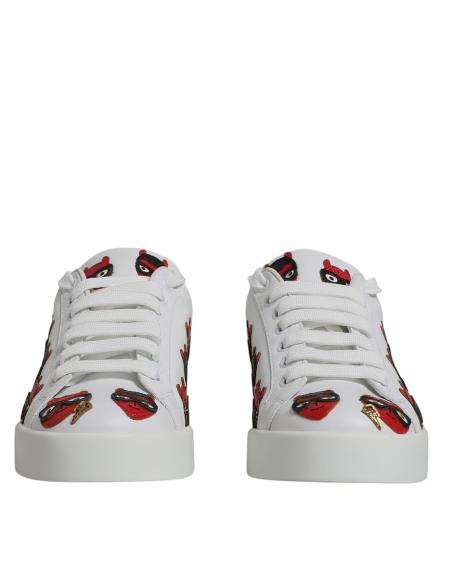 Dolce & Gabbana White Devil Face Portofino Αθλητικά Παπούτσια