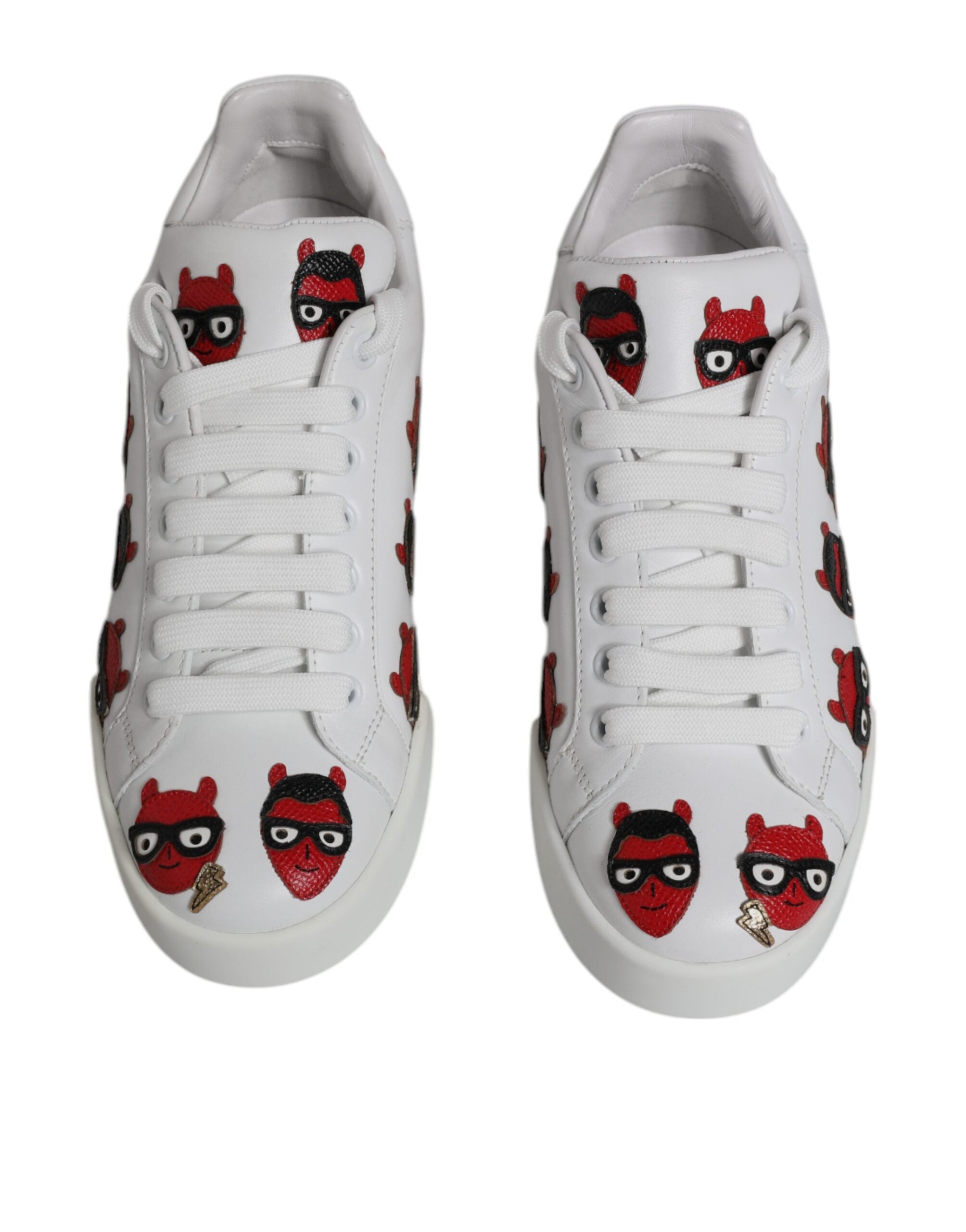 Dolce & Gabbana White Devil Face Portofino Αθλητικά Παπούτσια
