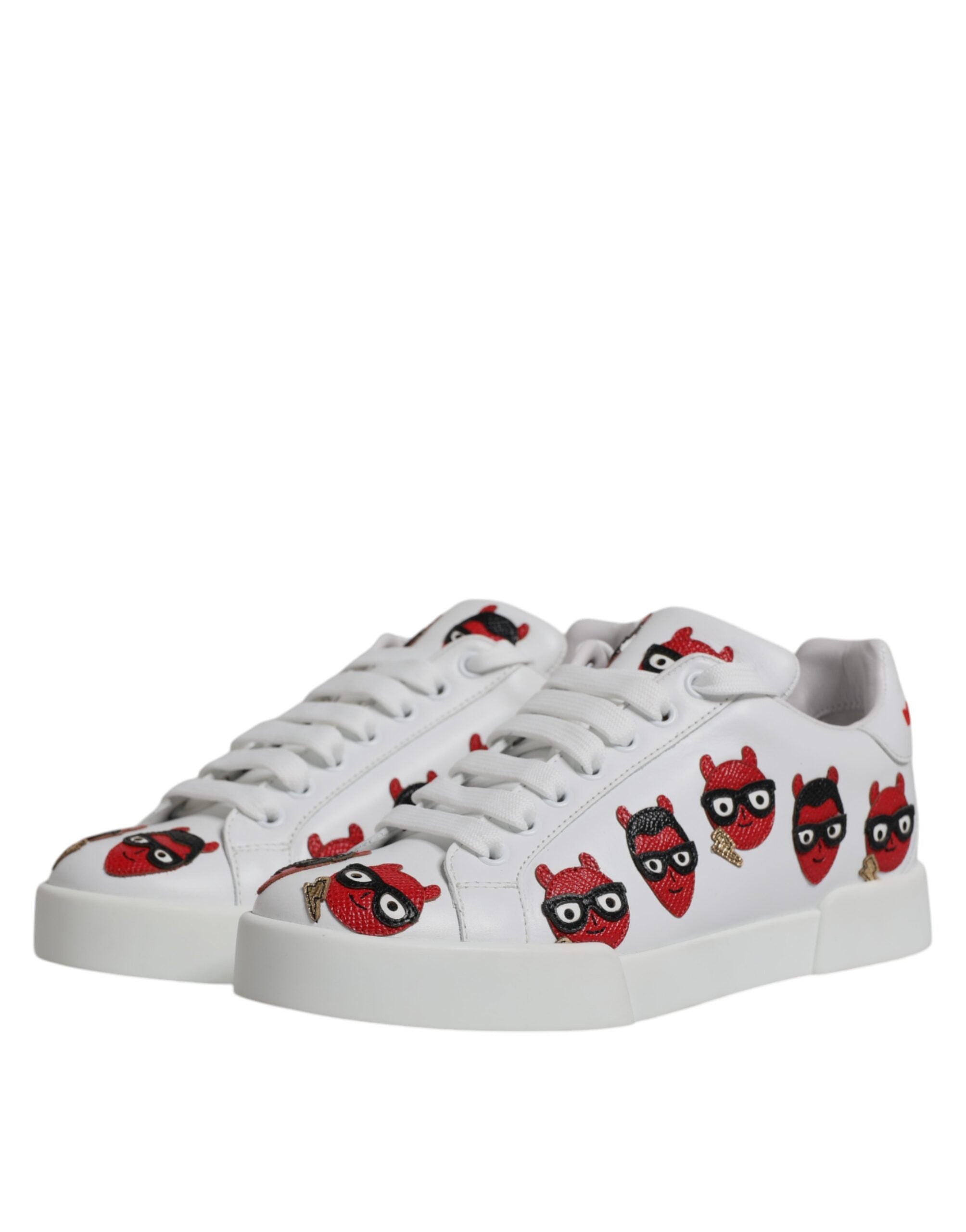 Dolce & Gabbana White Devil Face Portofino Αθλητικά Παπούτσια
